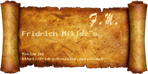 Fridrich Miklós névjegykártya
